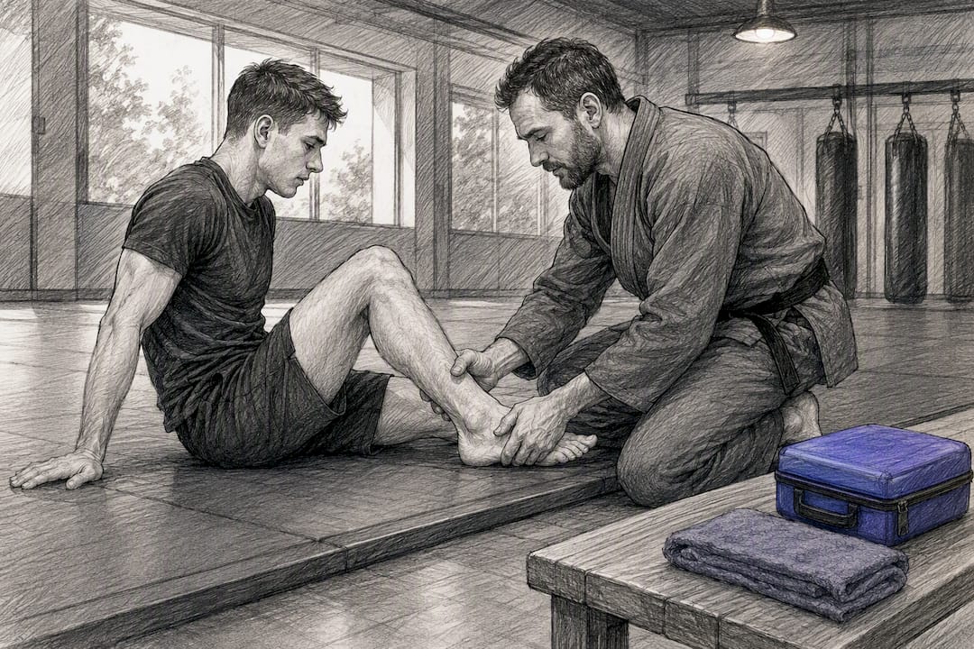 Trainer controleert veilig een sportblessure