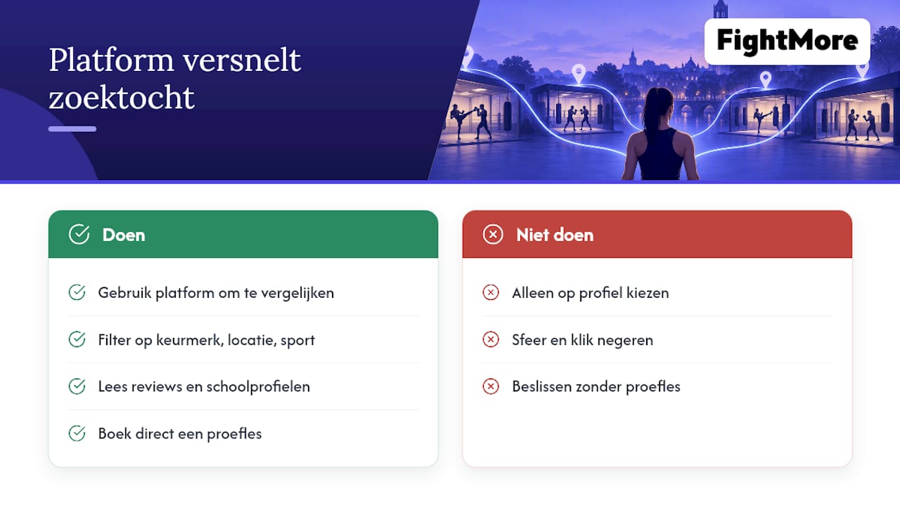 Waarom een platform als FightMore je zoektocht versnelt — overview diagram