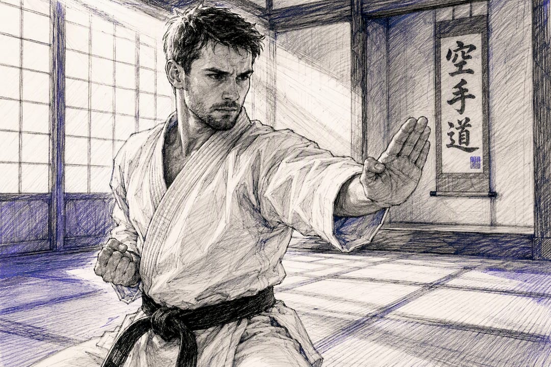 Karate kata houding in de dojo