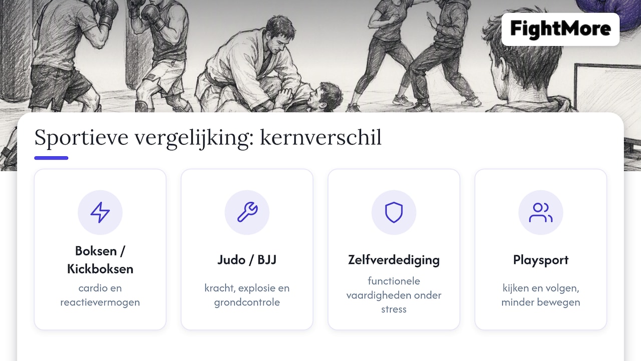 Sportieve vergelijking: playsport versus alternatieve vechtsporten — overview diagram