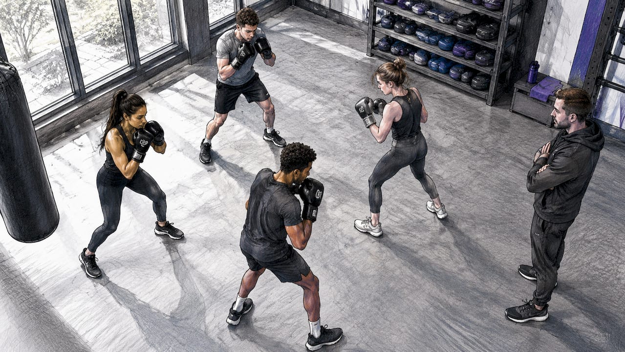 Kleine boksgroep met gerichte techniektraining