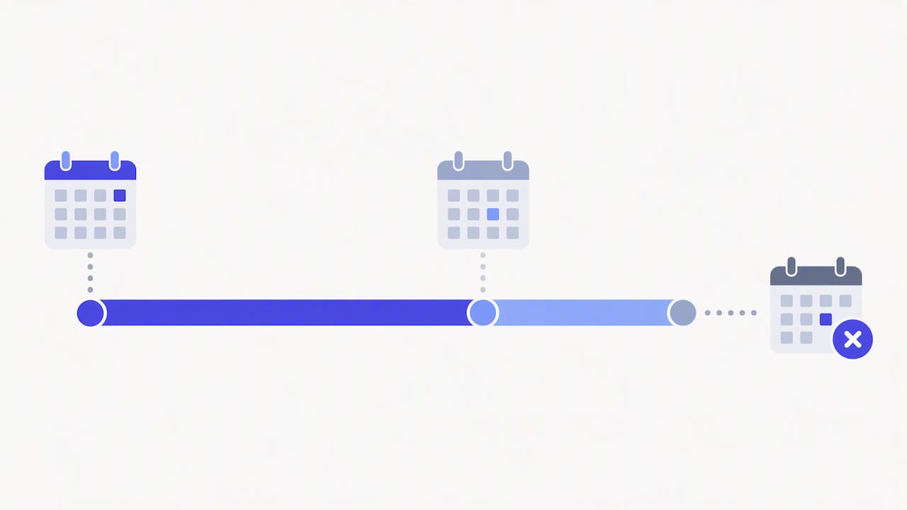 Duur van het contract, opzegtermijn en afloop in een tijdlijn