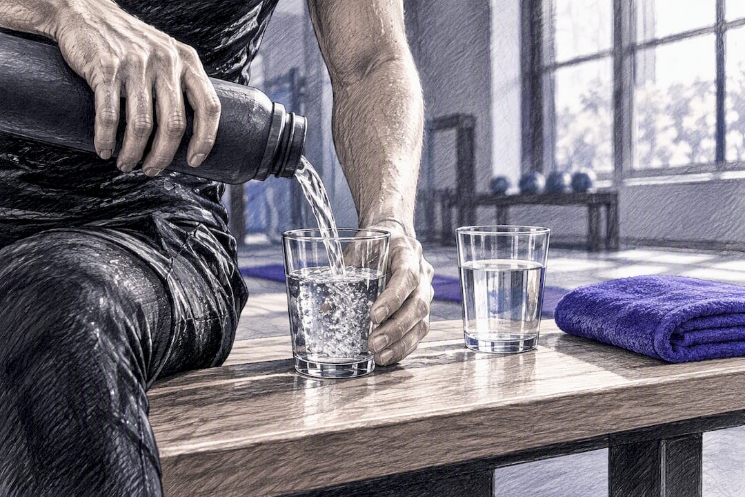 Sporter drinkt water na een intensieve training