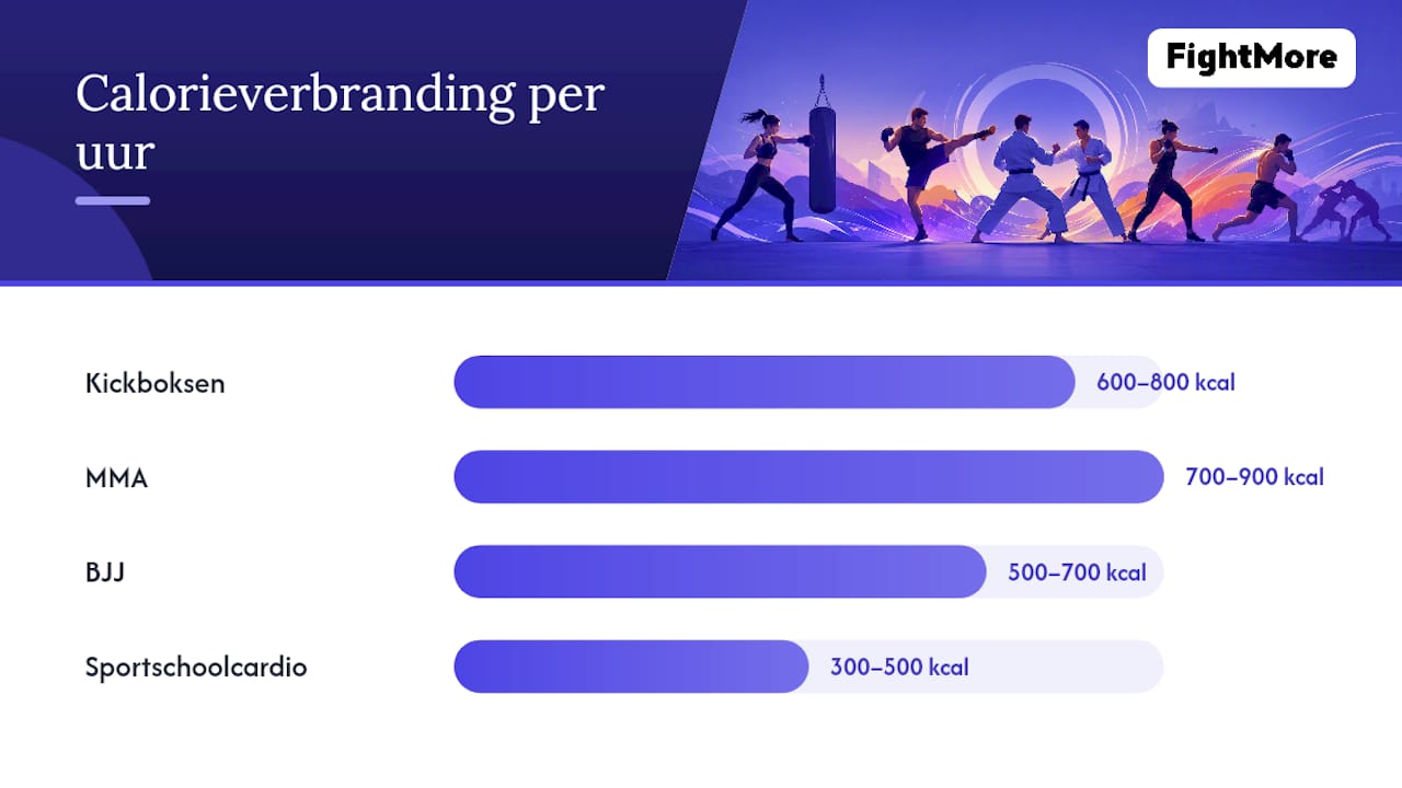 Vergelijking van calorieverbranding per vechtsport