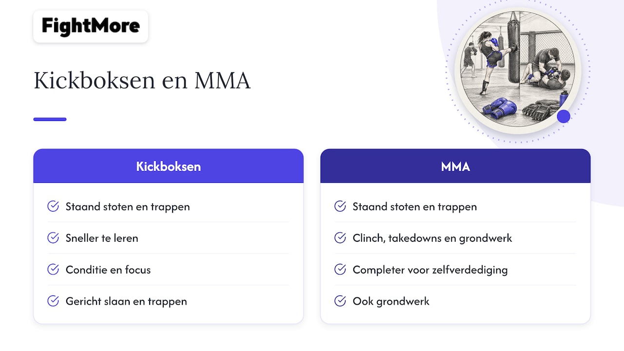Vaardigheden van MMA en kickboksen vergeleken