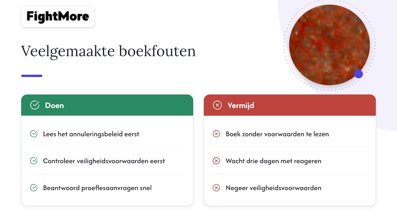 Veelgemaakte fouten bij het boeken van een proefles — overview diagram