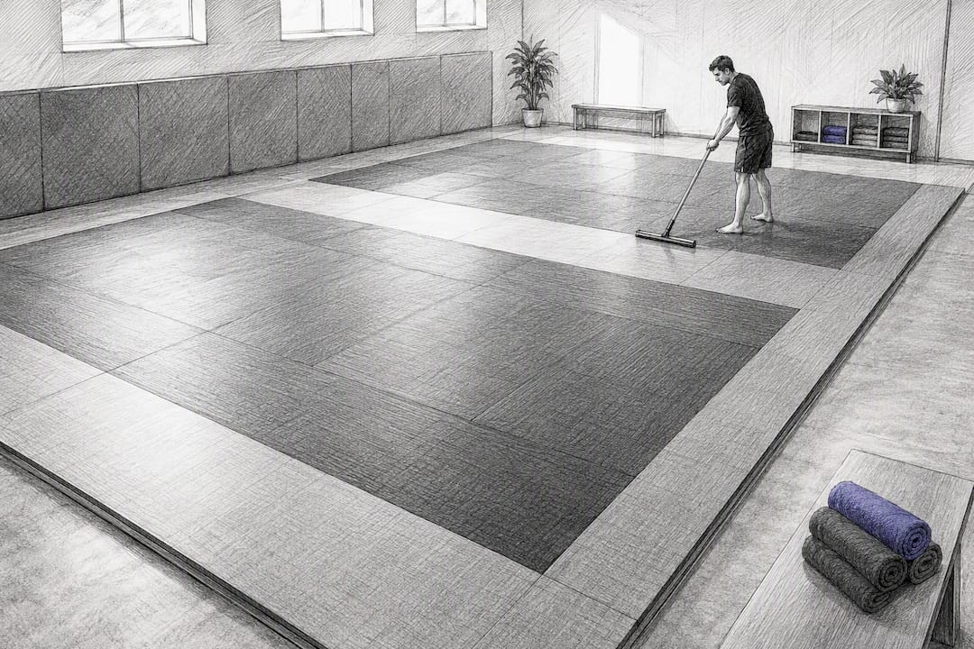 Schone BJJ-matten in een ruime trainingsruimte