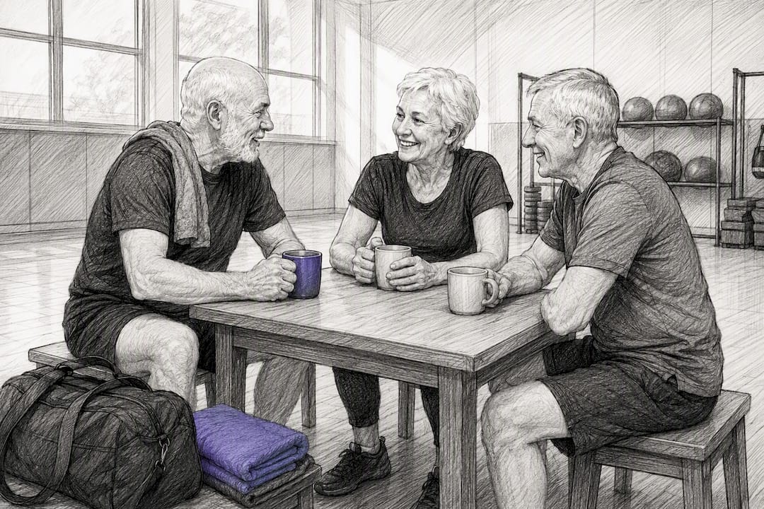 Senioren drinken samen koffie na de boksles